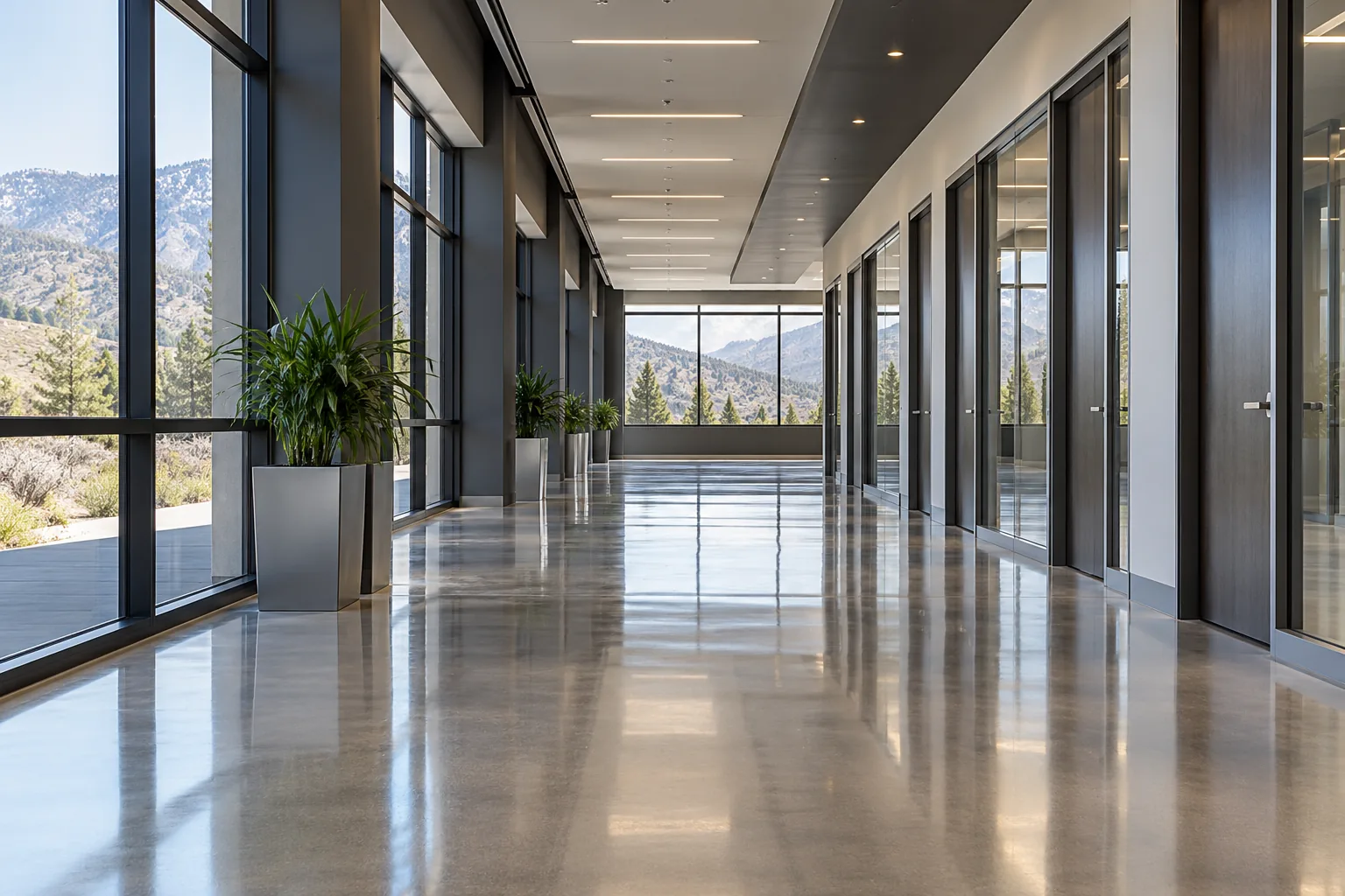 Polished corridor floor